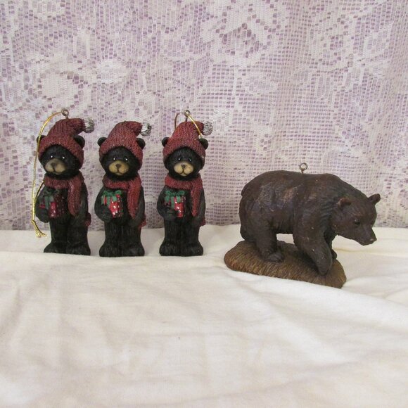 Other - Lot of 4 resin bear ornaments / figure Christmas
